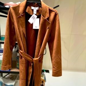 Lightweight trench jacket suede brown brand new never worn.